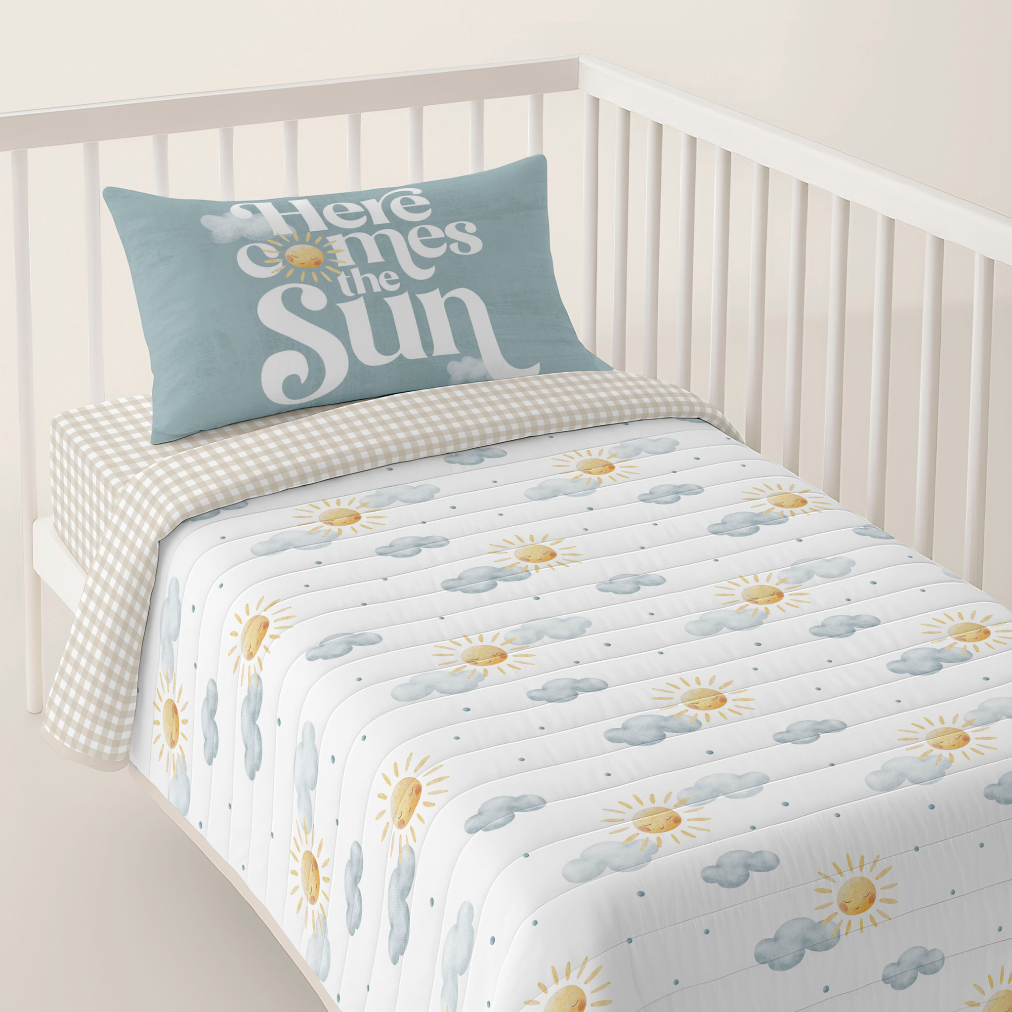 Cool Kids - Colcha Bouti Estampada - Reversible - Infantil - 100% Algodón - Cuna - Sun