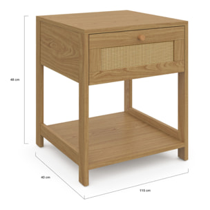 Tables de chevet Erin en cannage 1 tiroir - lot de 2