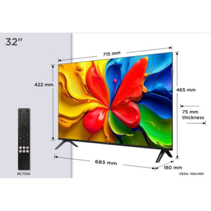 TV QLED TCL 32S49K 2025-32 pouces (80cm)