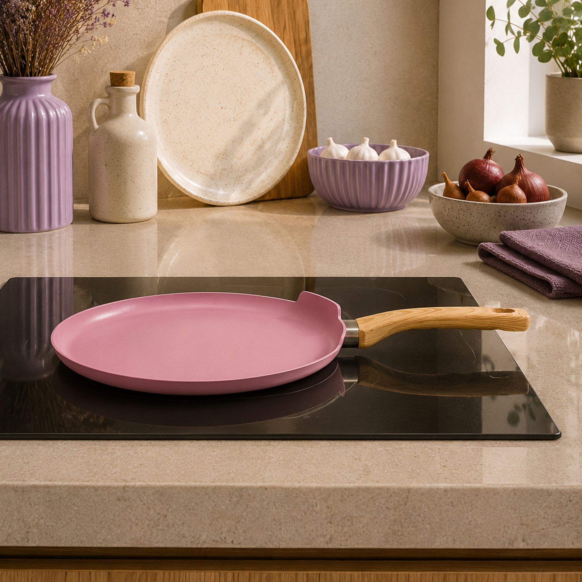 Crêpière 26cm avec revêtement céramique lilas - tous feux COLORAMA