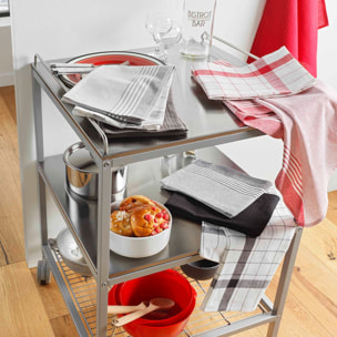 Lot de 3 torchons en coton tissé nid d’abeille - Gris anthracite