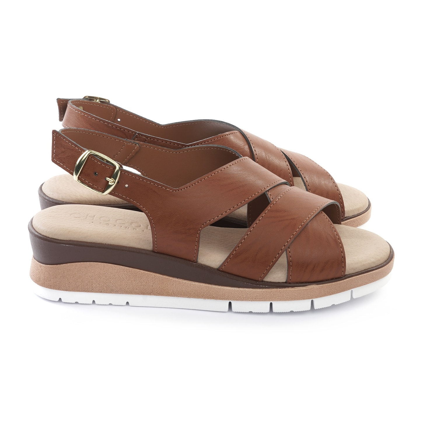 SANDALO ZEPPA FASCE INCROCIATE CUOIO