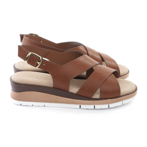 SANDALO ZEPPA FASCE INCROCIATE CUOIO