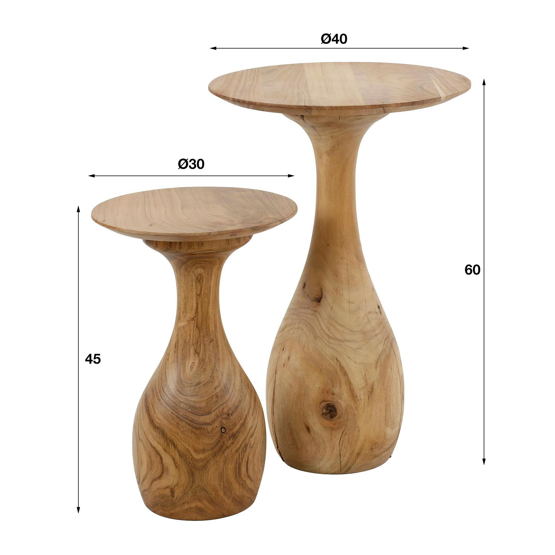 Table d'appoint organique en bois d'acacia (lot de 2) MELBOURNE