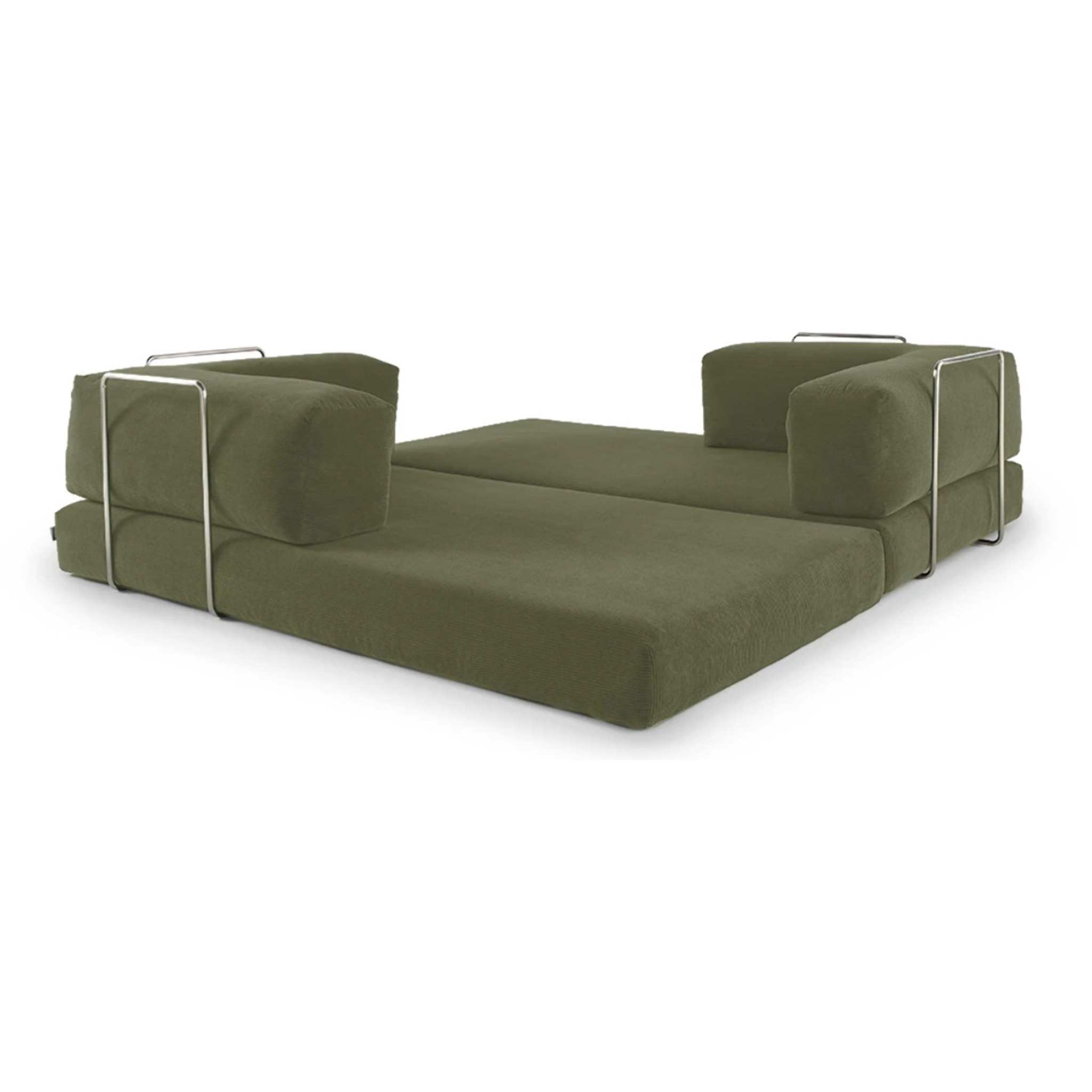 TRENDY - Canapé compressé 3 places modulable en velours côtelé kaki