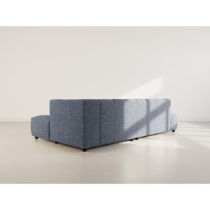 Curtis - canapé d'angle droit 4 places sans accoudoir en tissu texturé - Bleu