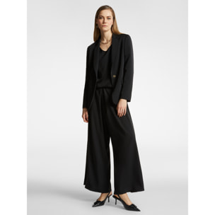 Elena Mirò - Pantaloni ampi cropped con pieghe - Nero