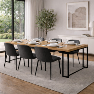 LUCA Table extensible 10-12 personnes effet bois 300cm