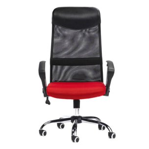 Silla de oficina Mega Negro Polipiel - Rojo 3D