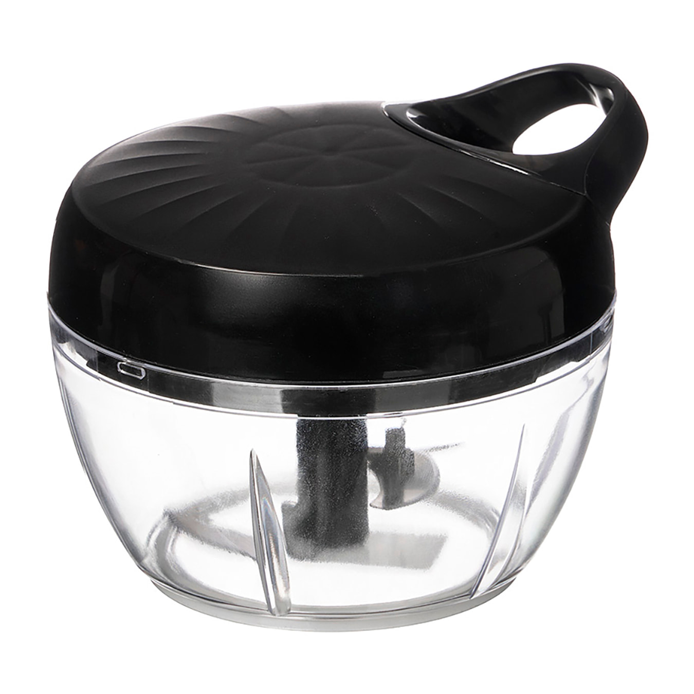 Triturador manual con 3 cuchillas de acero inoxidable.