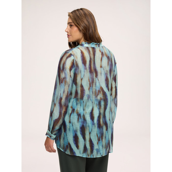 Fiorella Rubino - Blusa in creponne con stampa all over - Azzurro