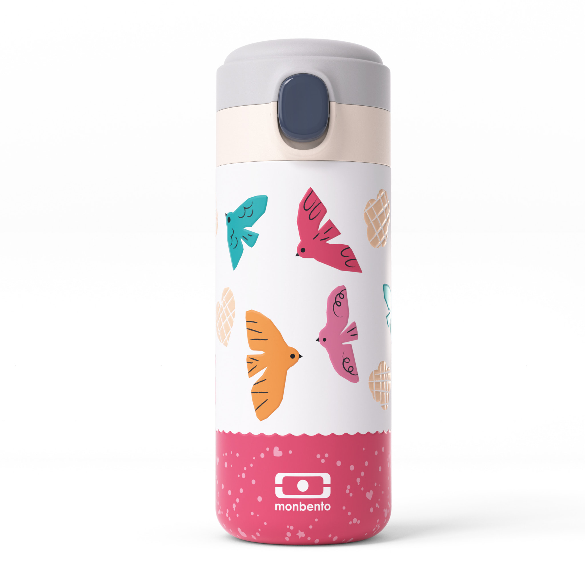 Gourde isotherme à bec verseur Pop 360ml Rose Birds