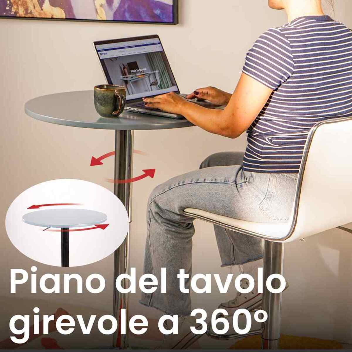 Tavolo bar alto tondo grigio - Leon