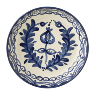 J-Line plat Granada Low - céramique - blanc/bleu - large - Ø 25 cm