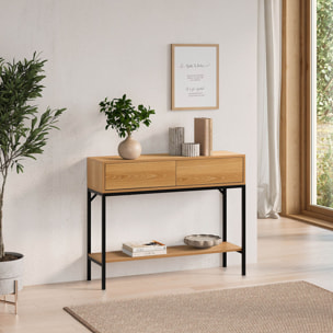 Mesa consola Auri 2 cajones efecto Roble