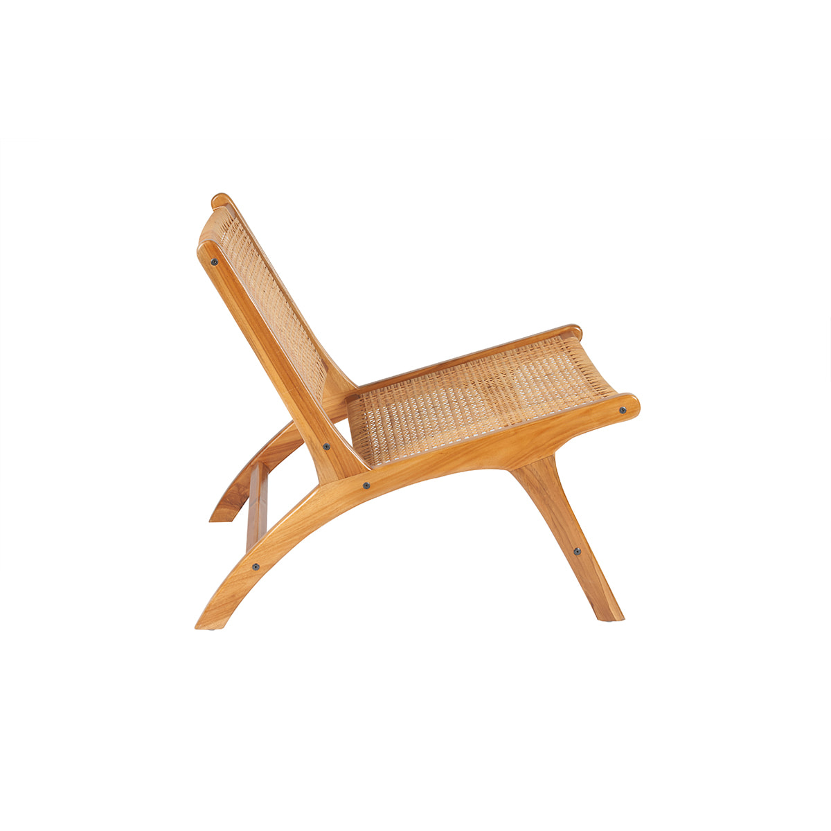 Fauteuil ethnique en bois teck massif et cannage en rotin naturel HAMMA