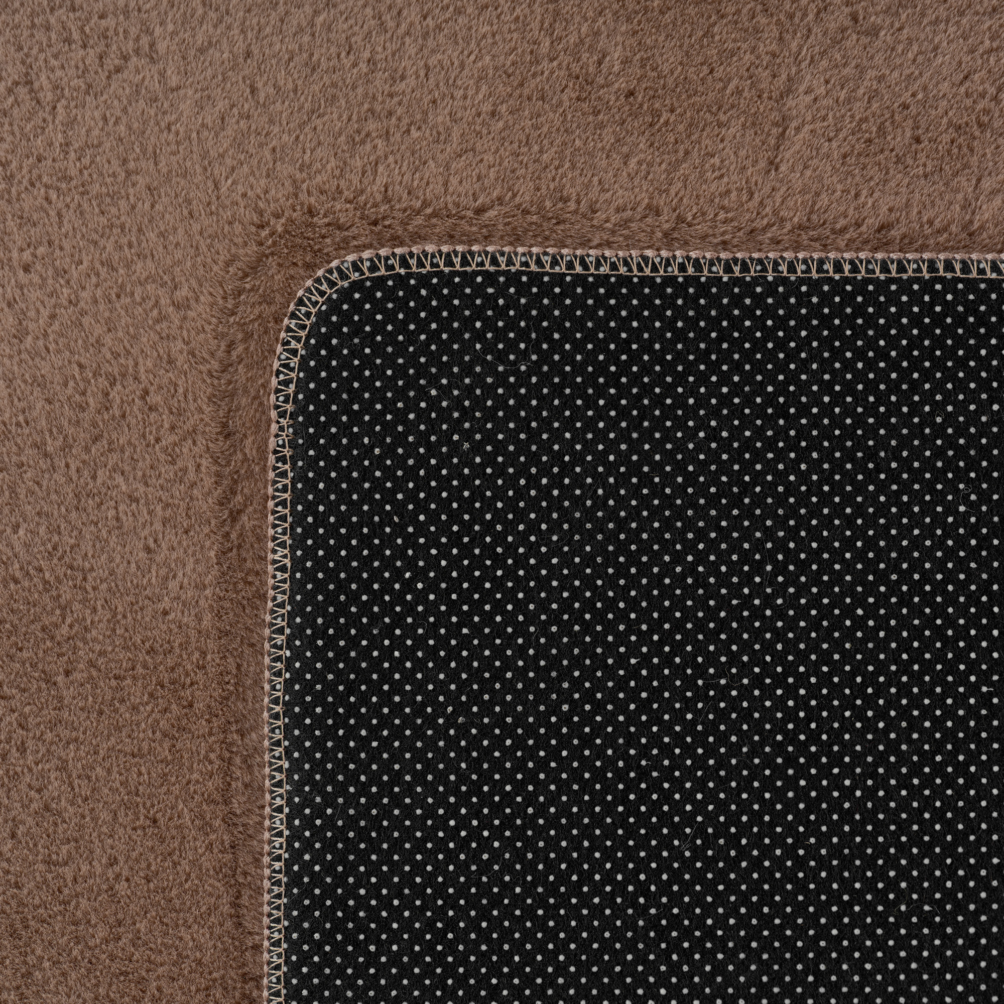ALBA - Tapis rond doux mocca à poils courts