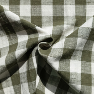 Édredon réversible coton flammé motifs rayures et vichy LOURMARIN - Kaki