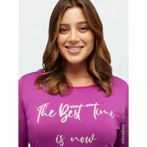 Fiorella Rubino - Camiseta con texto de viscosa LENZING™ ECOVERO™ - Fuchsia