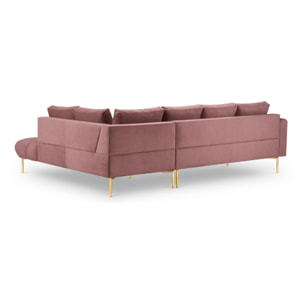 Canapé d'angle droit "Hastings" 5 places en velours rose