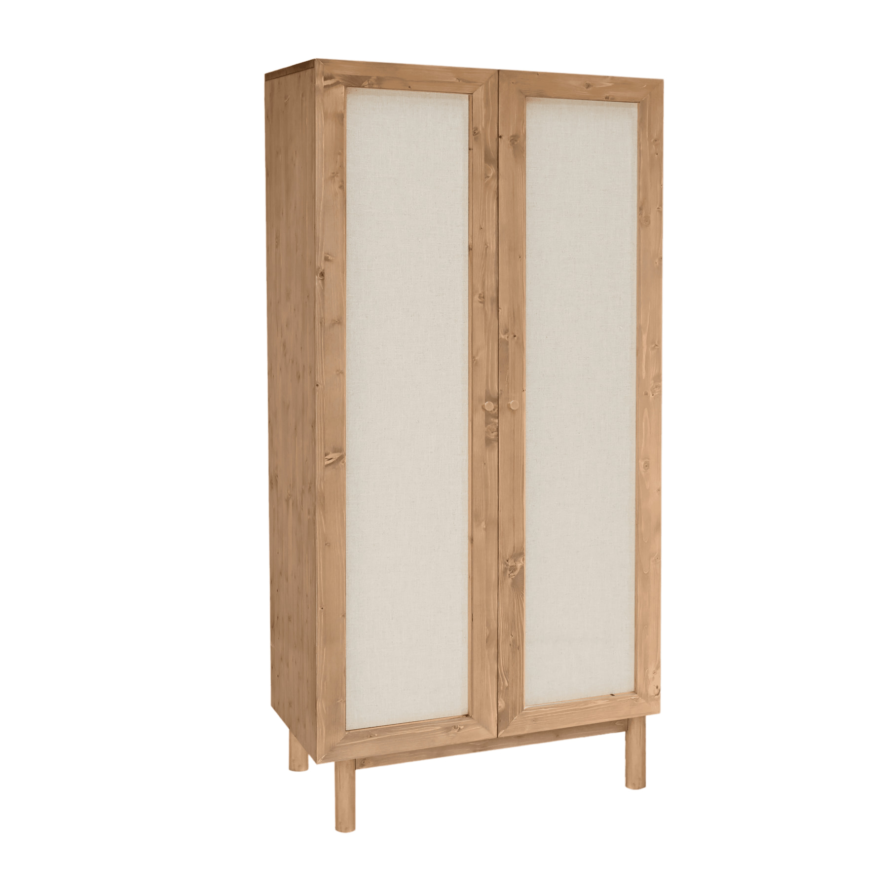 Armoire en bois massif et toile de lin ton chêne foncé 180x80cm Hauteur: 180 Longueur: 80 Largeur: 40