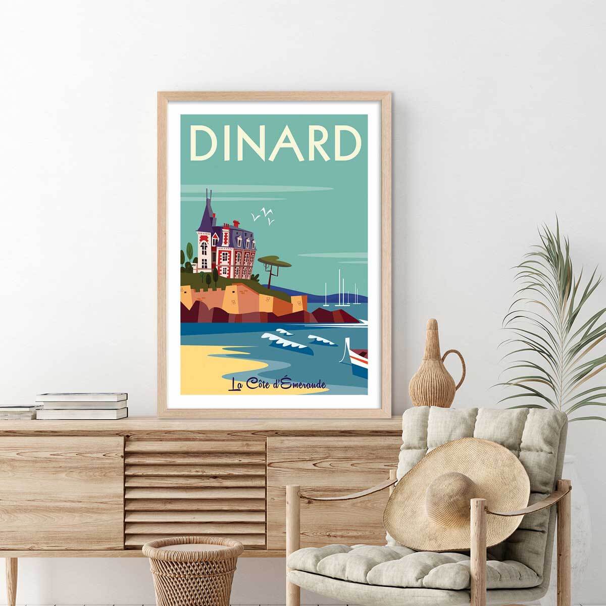 Affiche Voyage à dinard Affiche + cadre en bois - Chêne