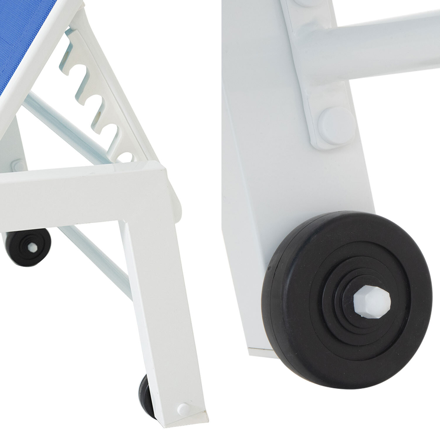 Lot de 2 bains de soleil BARBADOS en textilène bleu - aluminium blanc