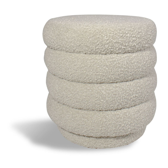 Pouf pivotant tissu en bouclette beige LINUS