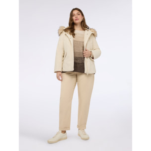 Fiorella Rubino - Plumífero con capucha y ribete - Beige