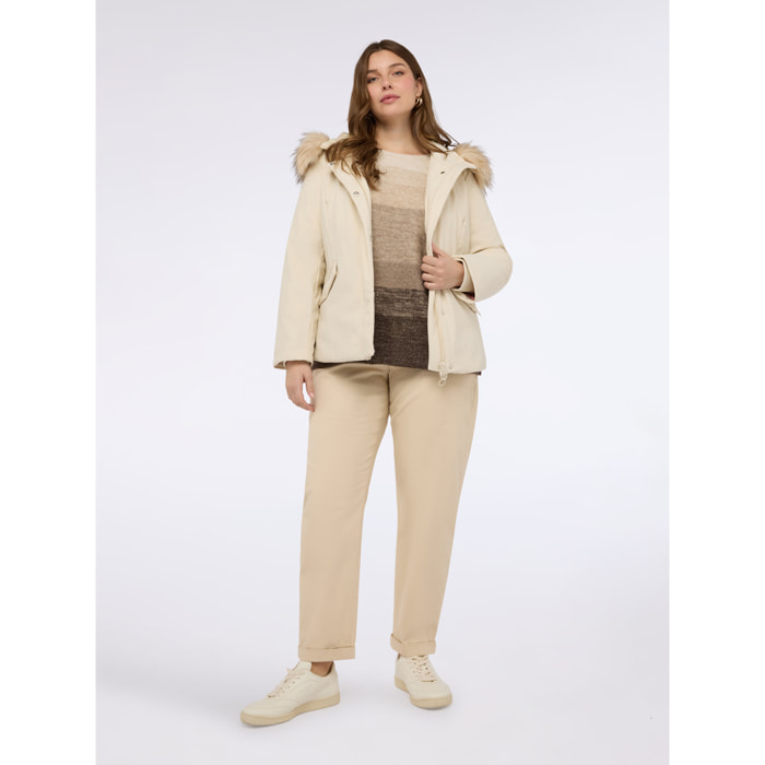 Fiorella Rubino - Plumífero con capucha y ribete - Beige