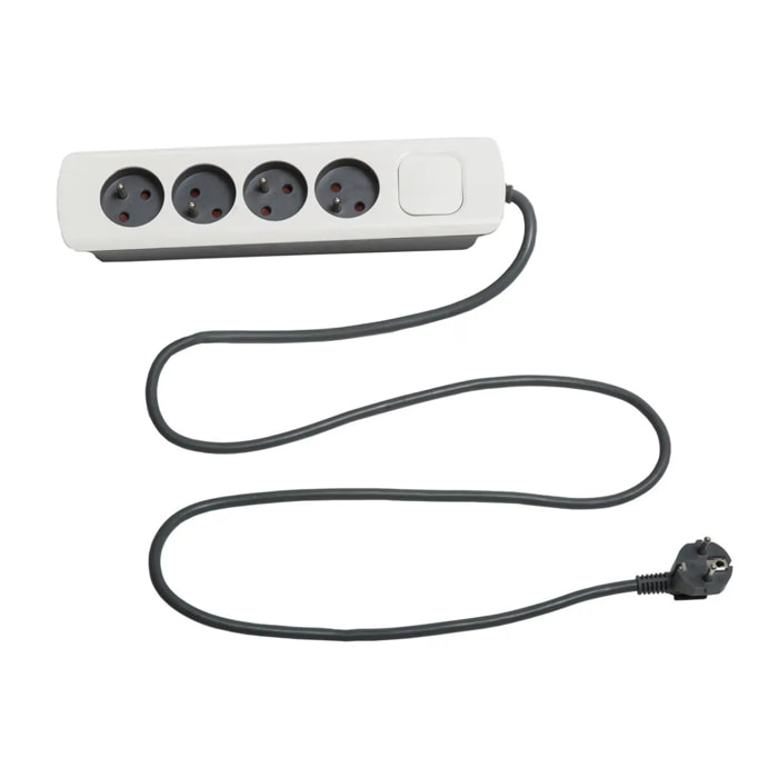 Multiprise 4 prises avec terre IP20 avec câble 1,5m