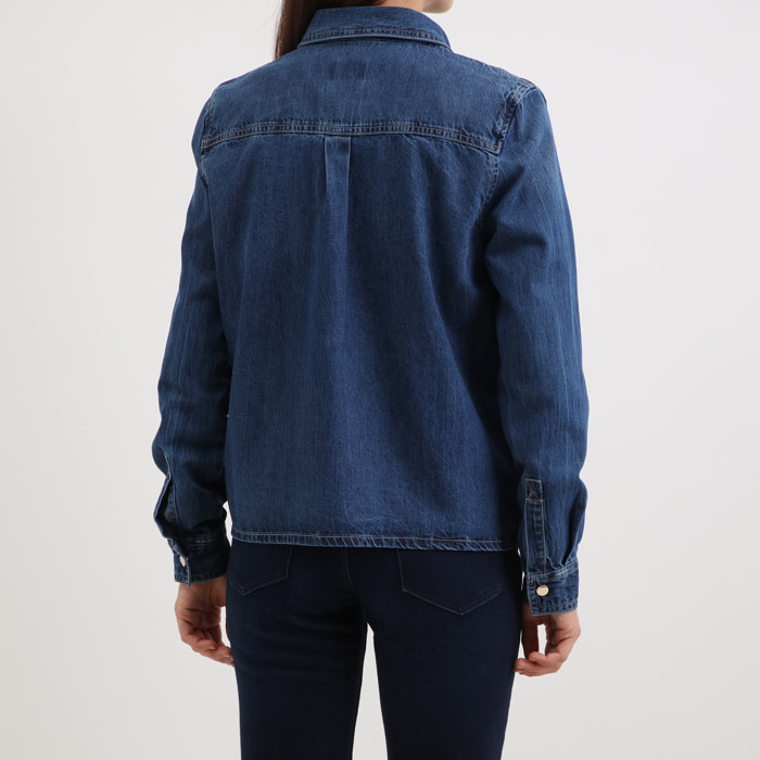 Chemise Riko - 100% coton - logo - bleu denim brut