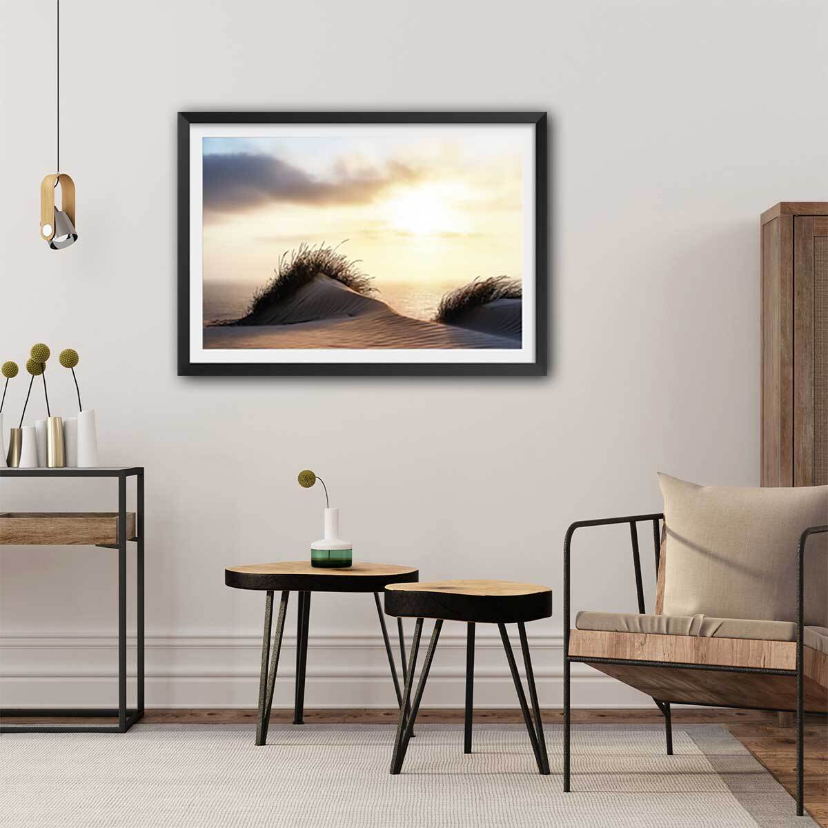 Poster dune au vent Affiche sous cadre noir