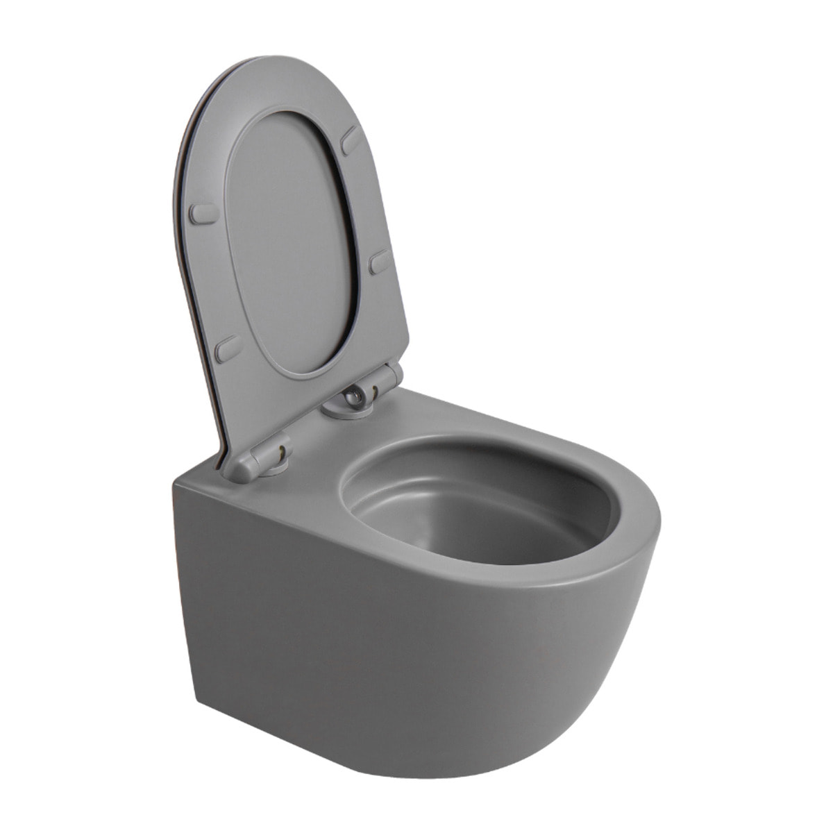 PixL Cuvette suspendue en céramique sans bride Tornado Quiet, fixations invisibles+abattant Softclose,gris mat (CEPX010RTORPGRM)