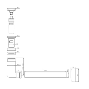 Siphon 110 x 250 x 65 mm VILEROY ET BOCH  pour vasques et lavabos Easy Access