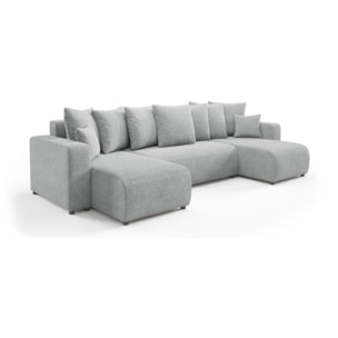 GLORIA - Canapé panoramique 6 places en tissu gris