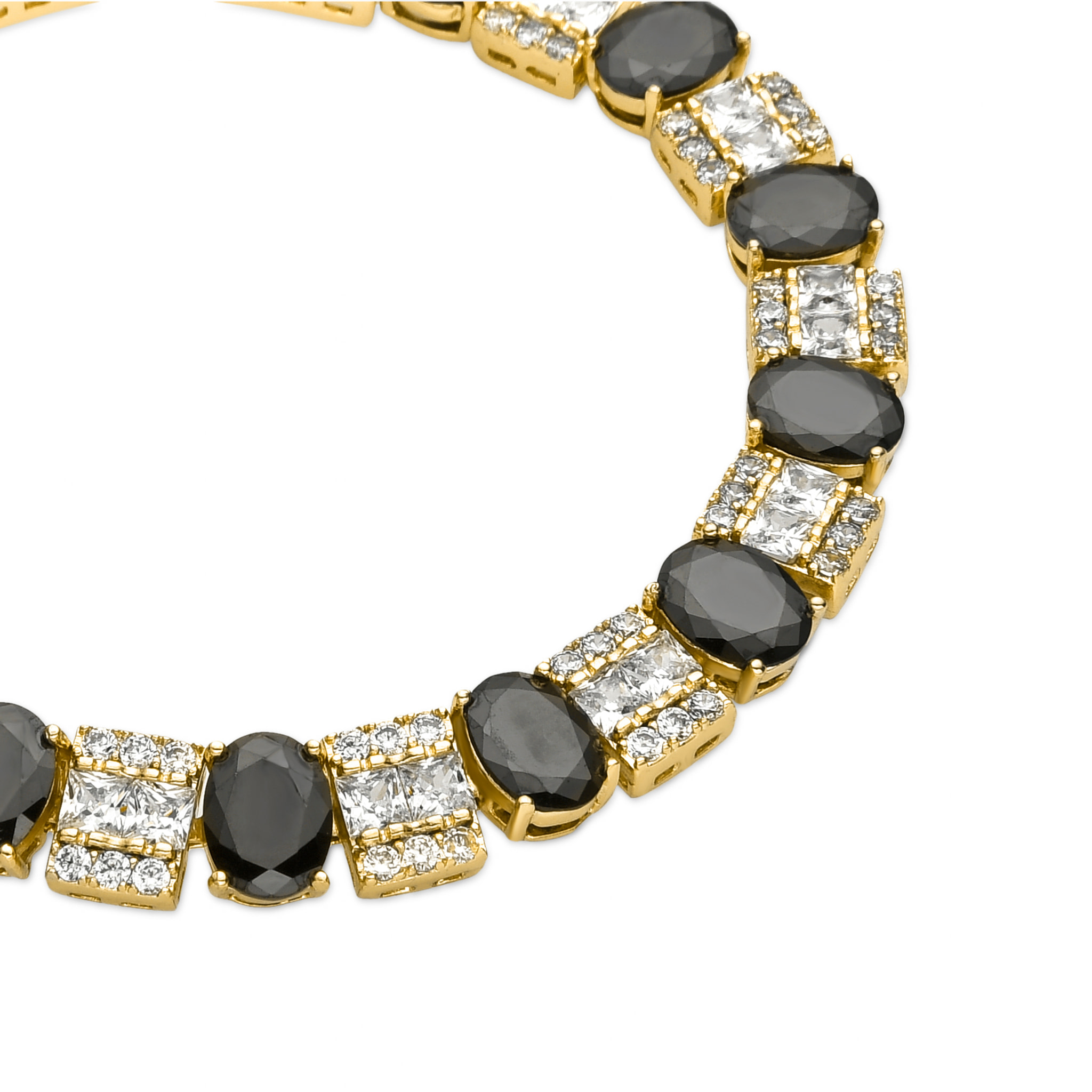 Pulsera con Circonita Onix acabado oro 18k