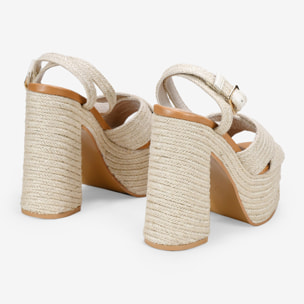 Sandalias de esparto beige con tacón XXL