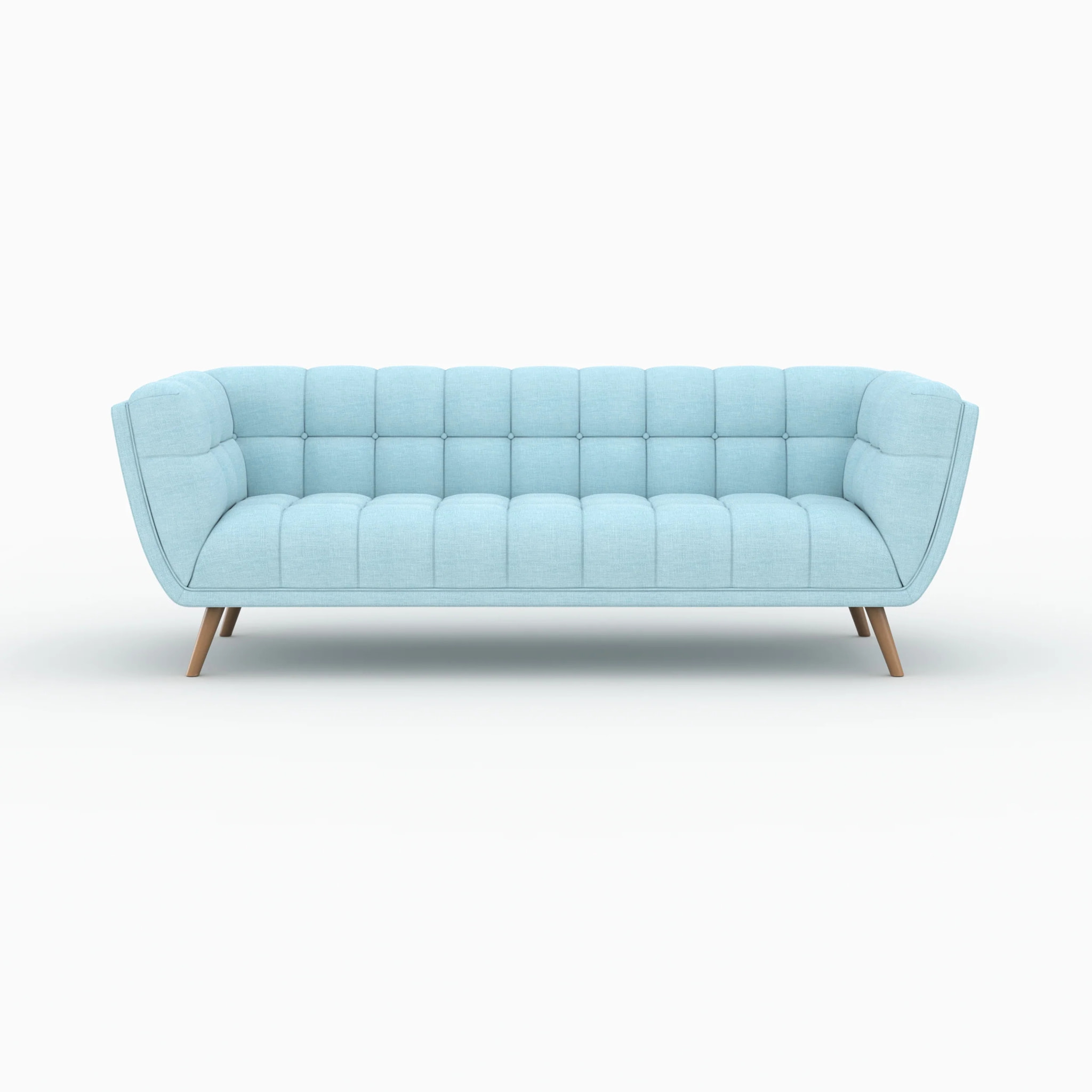 Ensemble canapé et fauteuil en tissu bleu clair 4 places - Carmen