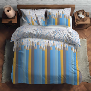 Parure copripiumino matitoni azzurro 100% cotone