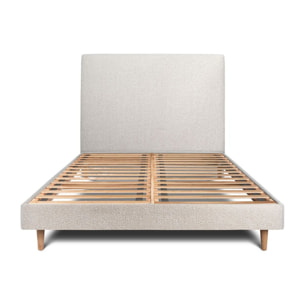 Lit avec tête de lit tapissée bouclette et sommier kit Ep14