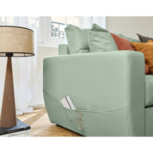 Astoria - canapé d'angle réversible 4 places - convertible avec coffre - en simili - Vert sauge