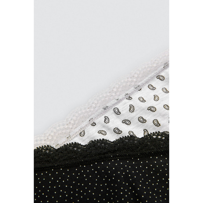 Confezione da 2 slip midi con dettagli stampati