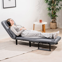 Divano Letto Convertibile Singolo 4 in 1 - grigio e nero - 64x80x68 cm