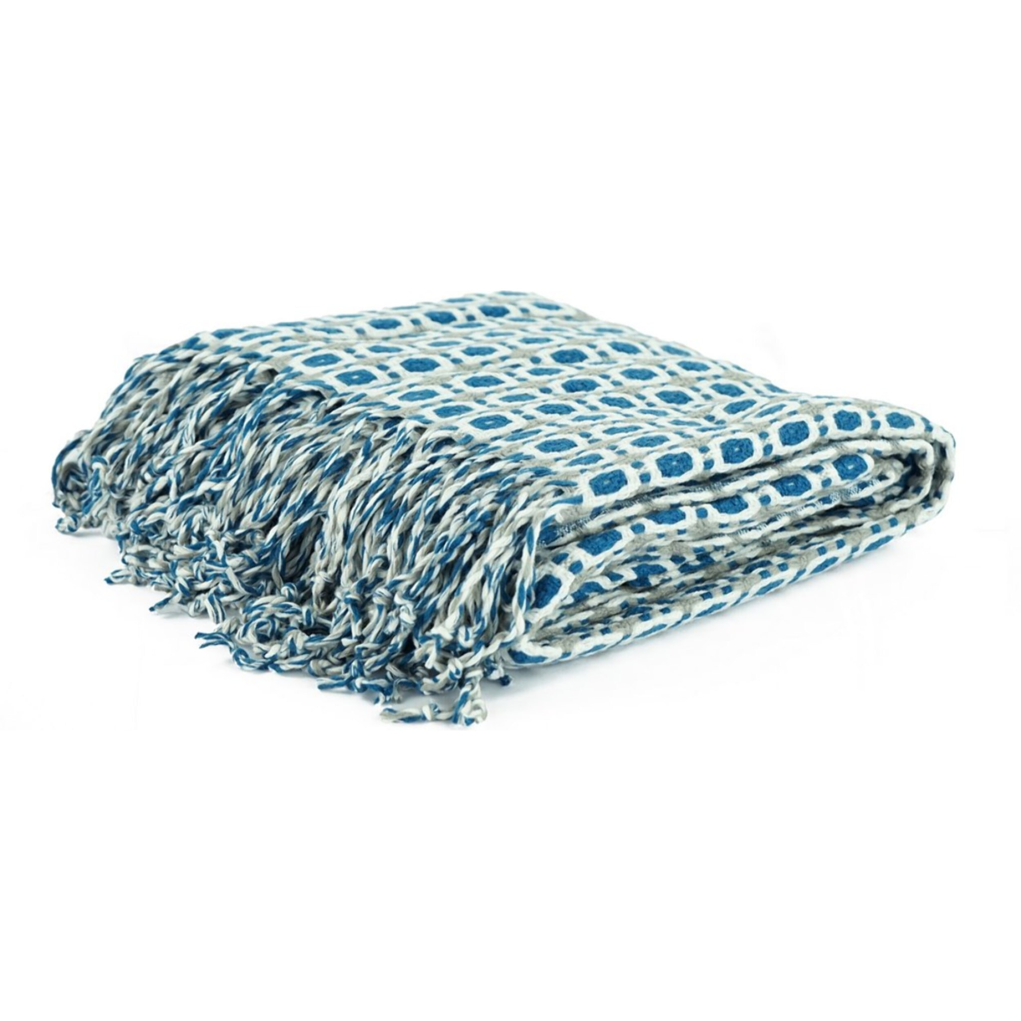 Coperta con frangia blu 130x170 cm - Melody