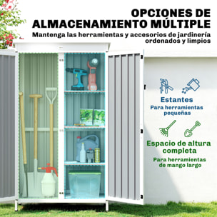 Caseta de Jardín de Madera y Acero 94x43x166 cm, Cobertizo Jardín Exterior, Armario para Herramientas con 2 Puertas, Estantes Ajustables y Techo Impermeable para Patio Terraza, Blanco y Negro