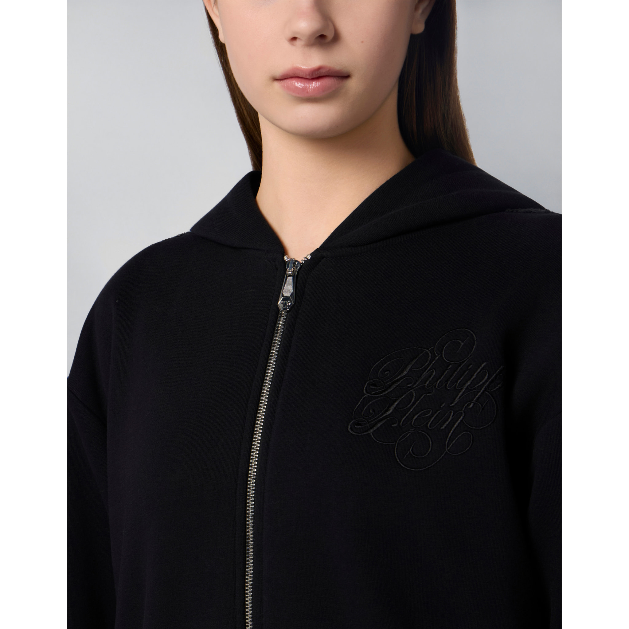 PHILIPP PLEIN Zip Hoodie Strass Band