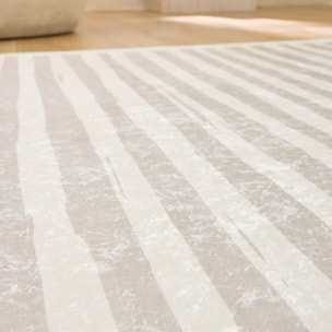 GREGE - Tapis lavable motif rayure - Beige