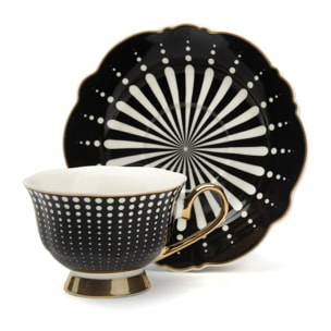 Set 4 Tasses à Thé avec Soucoupes Excelsa – Alice, New Bone China Multicolore