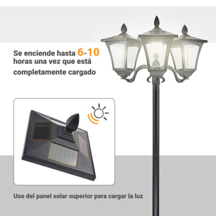 Farol Solar de Jardín con 3 Luces LED IP44 Sensor de Noche 51,5x47x182,5cm Negro